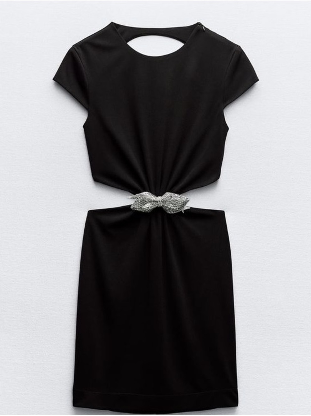 Zara Black Midi Dress with Crystal Knot Waist